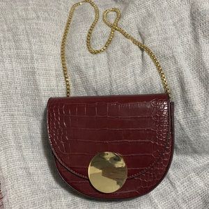 Faux croc embossed chain purse